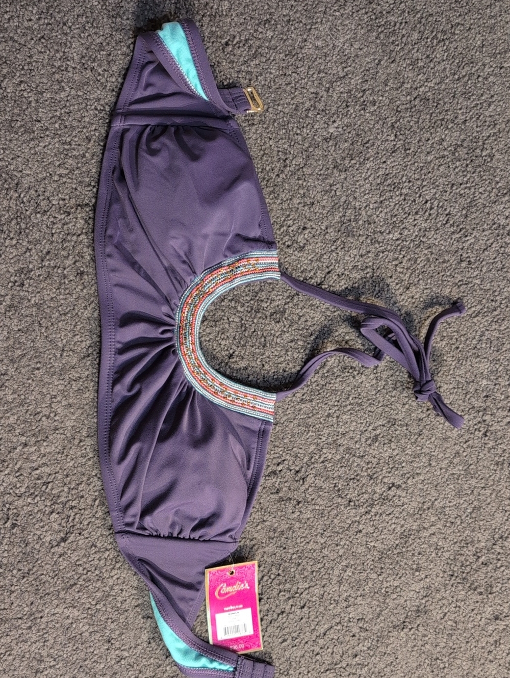 Candie's Purple Bikini Top with Aqua Trim